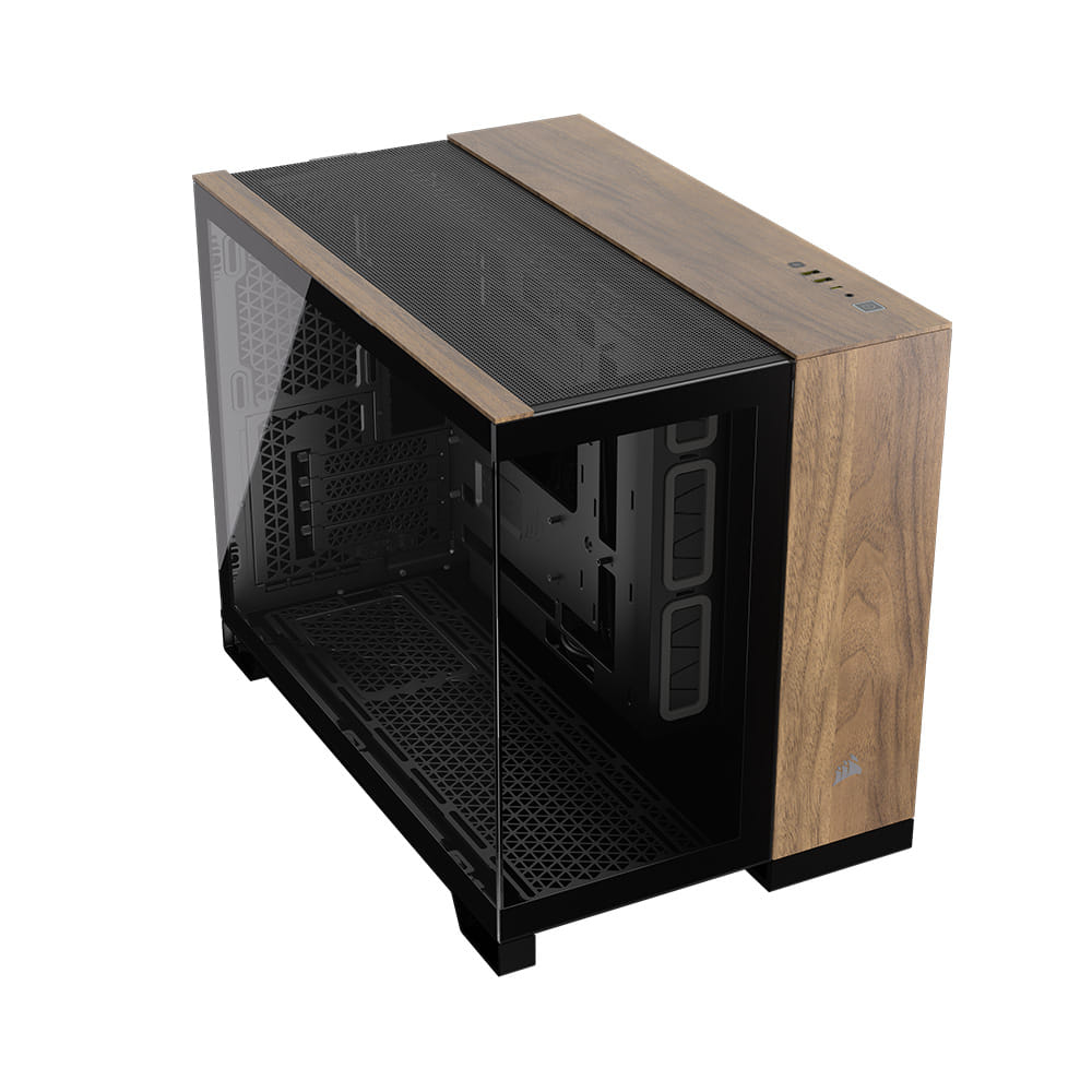Corsair 2500X M-ATX Dual Chamber Case - Black/Walnut Wood