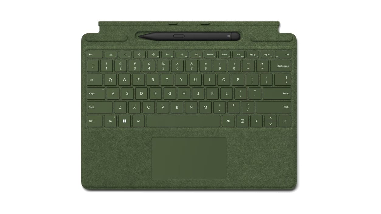 Microsoft Surface Pro 8 / 9 / X Signature Keyboard Type Cover,  With Slim Pen 2 - Forest (2022)