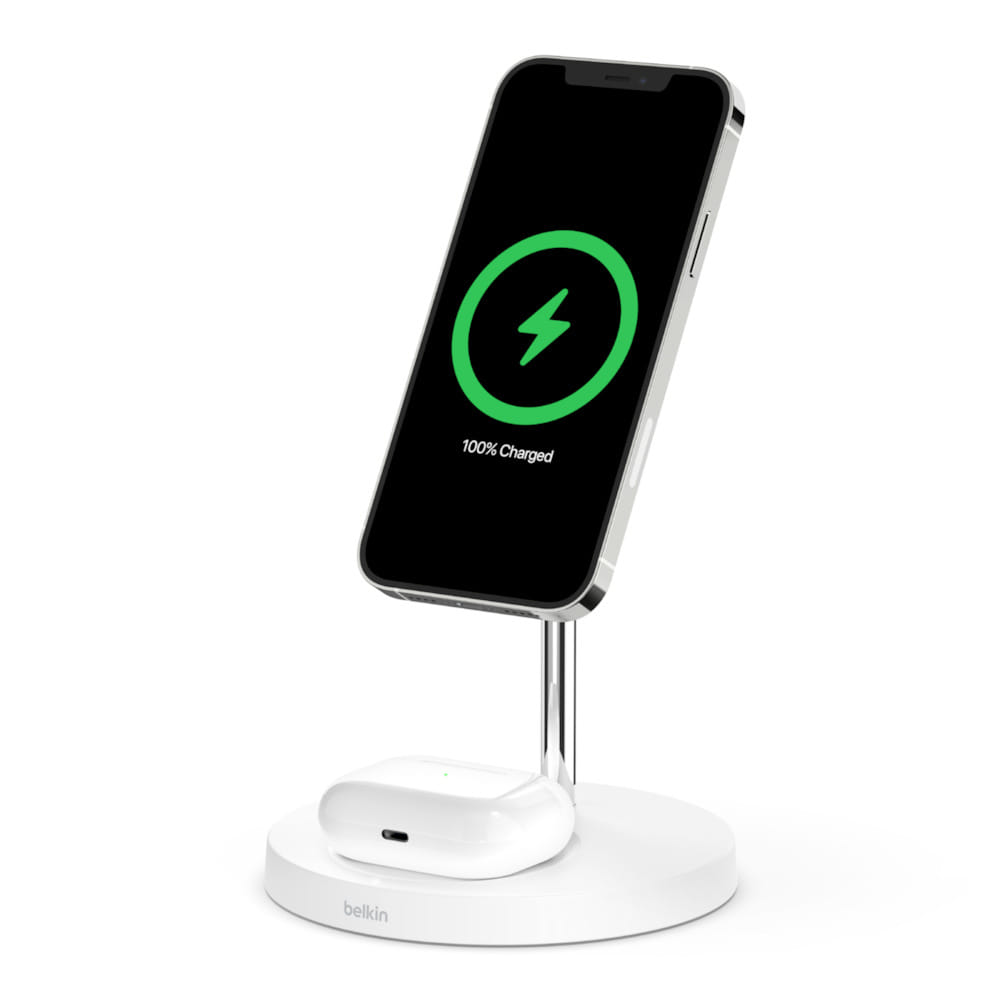 Belkin Boost Charge Pro 2-in-1 Wireless Charger Stand With MagSafe - White