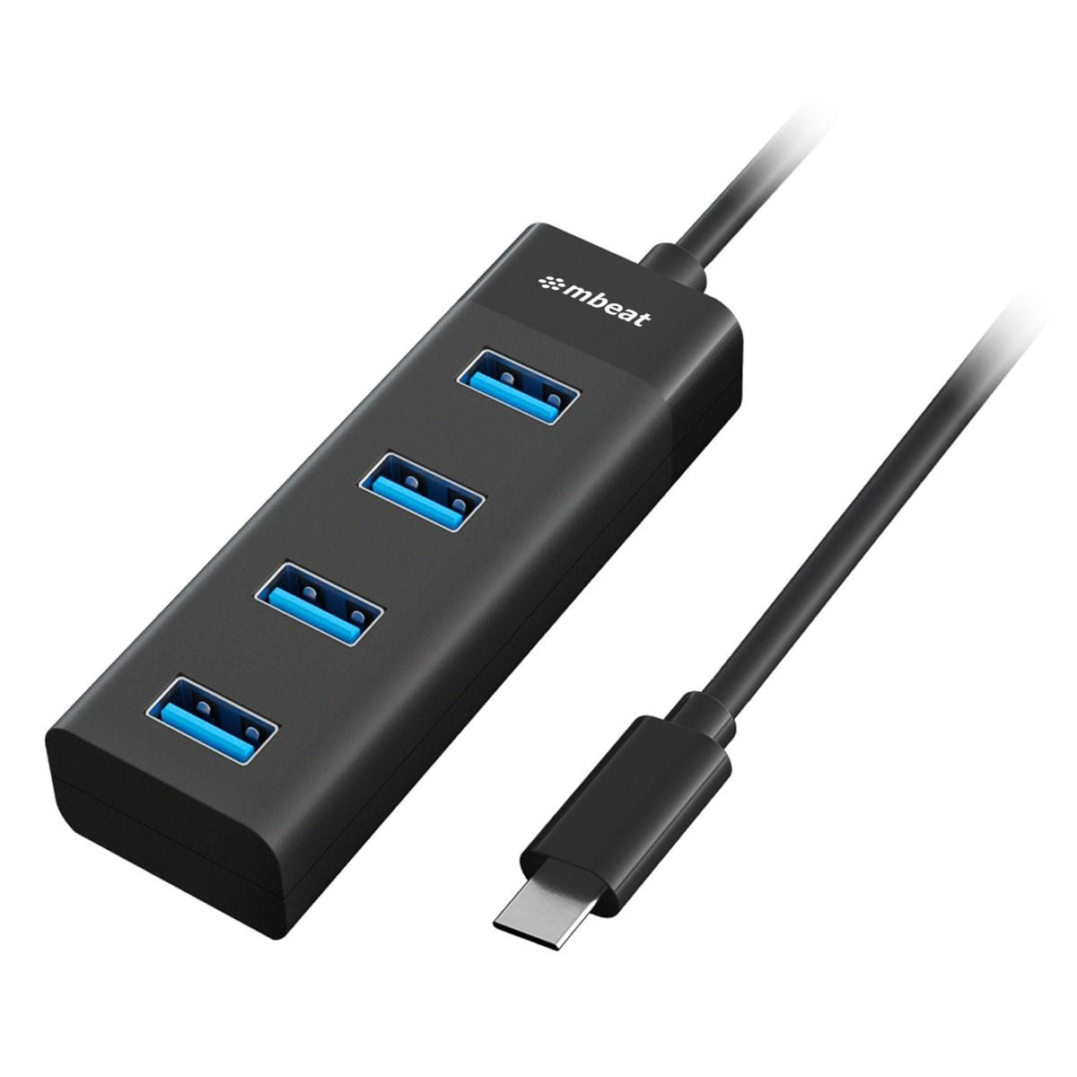 MBeat USB-C to 4-Port 3.0 Hub USB-A + USB-C Black