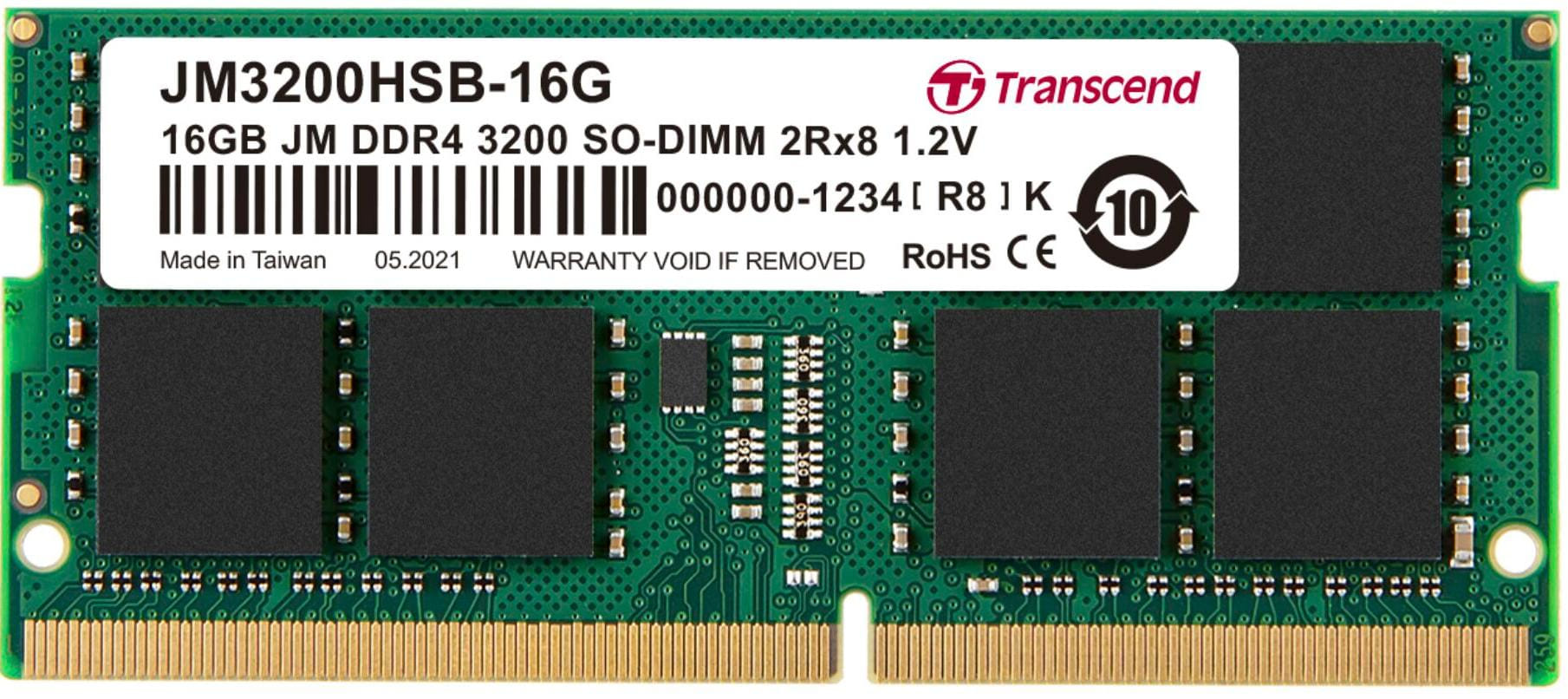 Transcend JetRAM 16GB DDR4-3200 SO-DIMM 1Gx8 Memory