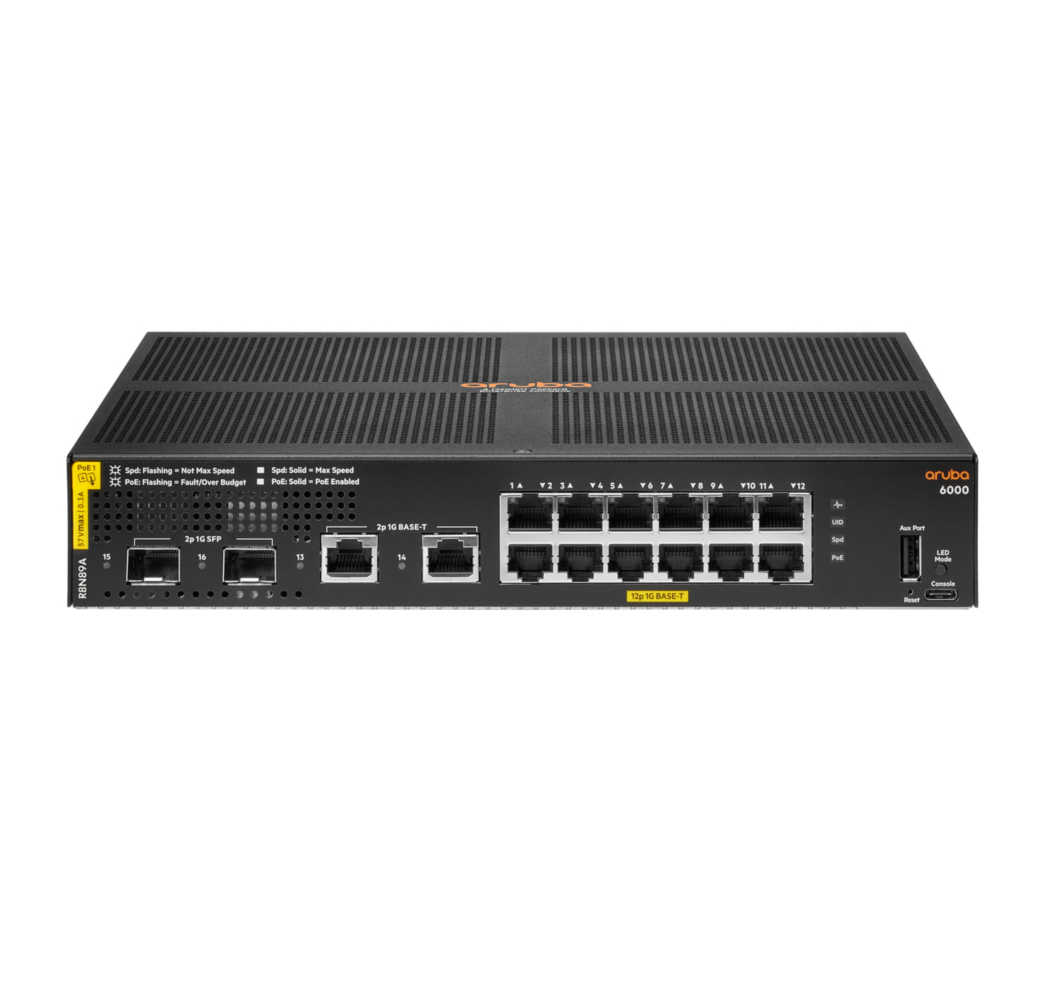 HPE Aruba 6000 12G Class4 PoE 2G/2SFP 139W Switch