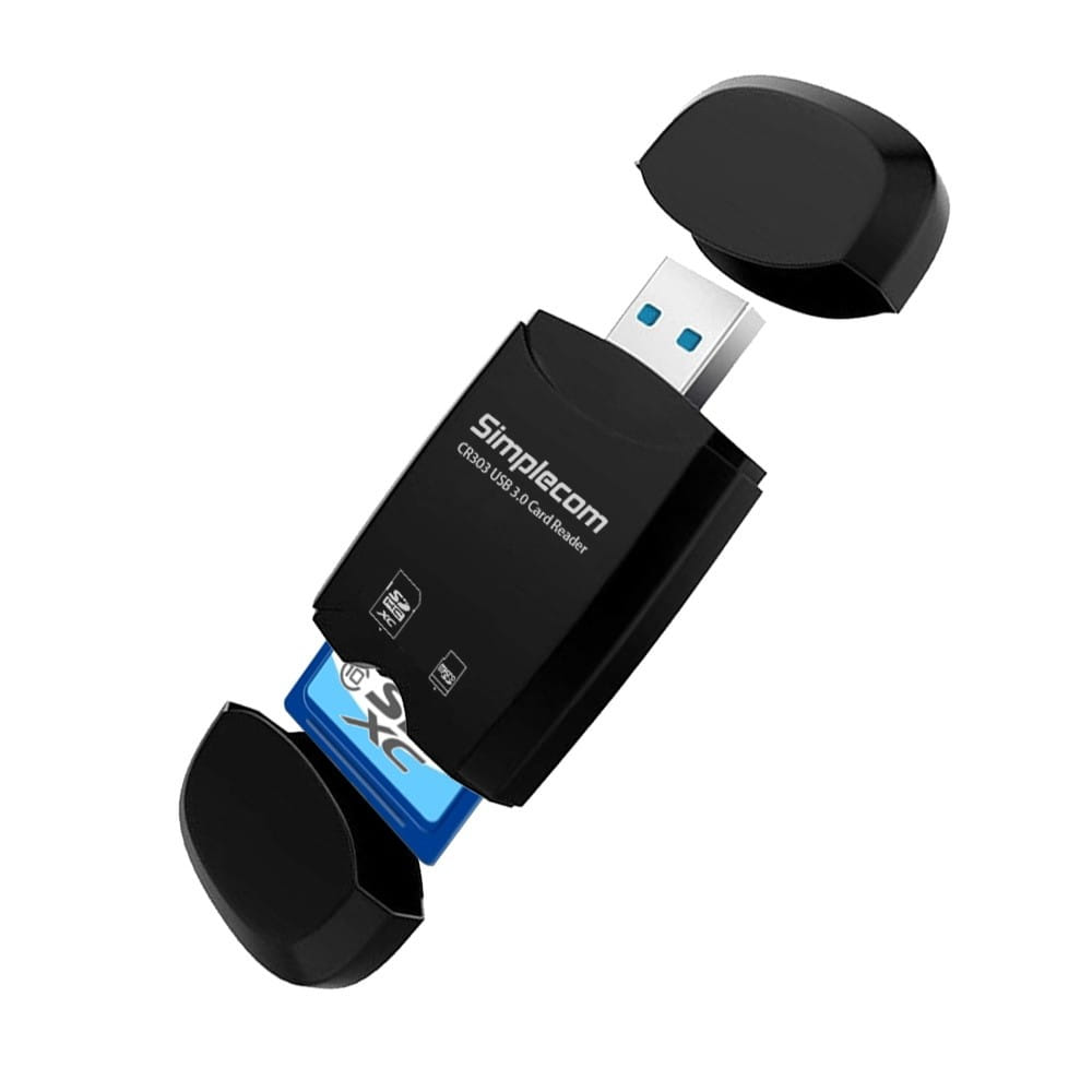 Simplecom CR303 2-Slot SuperSpeed USB 3.0 Card Reader - Black