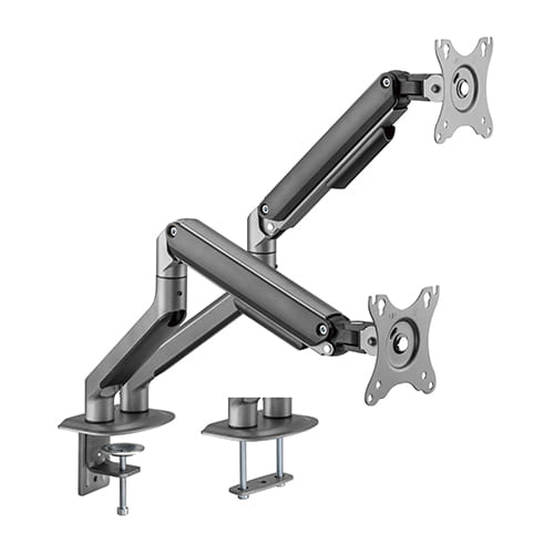Brateck Dual Economical Spring-Assisted Monitor Arm Fit Most 17"-32" Monitors - Space Grey
