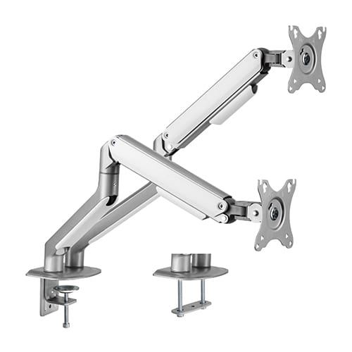 Brateck Dual Economical Spring-Assisted Monitor Arm Fit Most 17"-32" Monitors - Matte Grey
