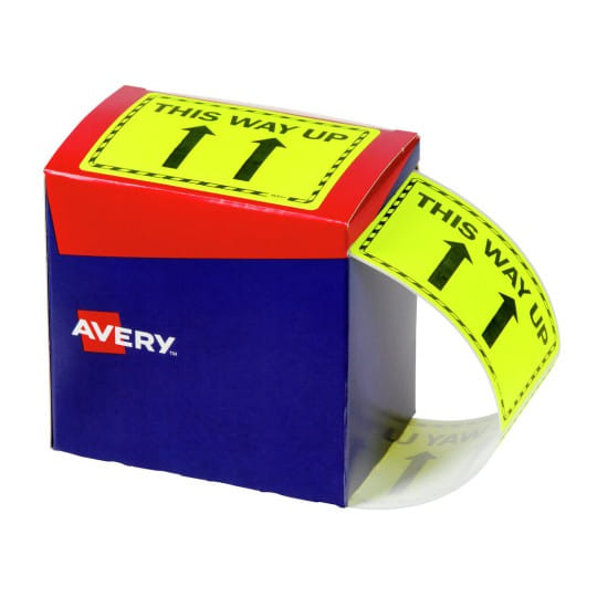 Avery This Way Up Labels 75x99.6mm Fluoro Yellow