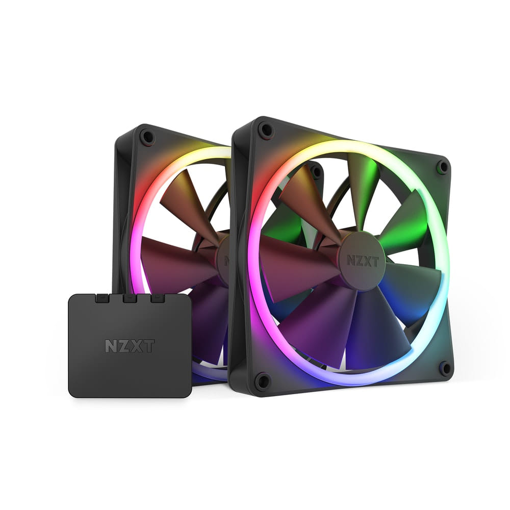 NZXT F140RGB 140mm RGB Case Fans (Twin Pack) - Black