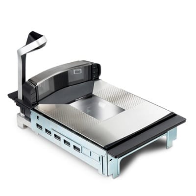 Datalogic Magellan 9800i, Australian Config, Med Sapphire Platter w/ Fixed Produce Rail, Shelf Mount, Metric, Checkpoint EAS, Scale Sentry, Dual Display, Short (7 inch) TDR, AU Power Supply, Single RS232 Cable
