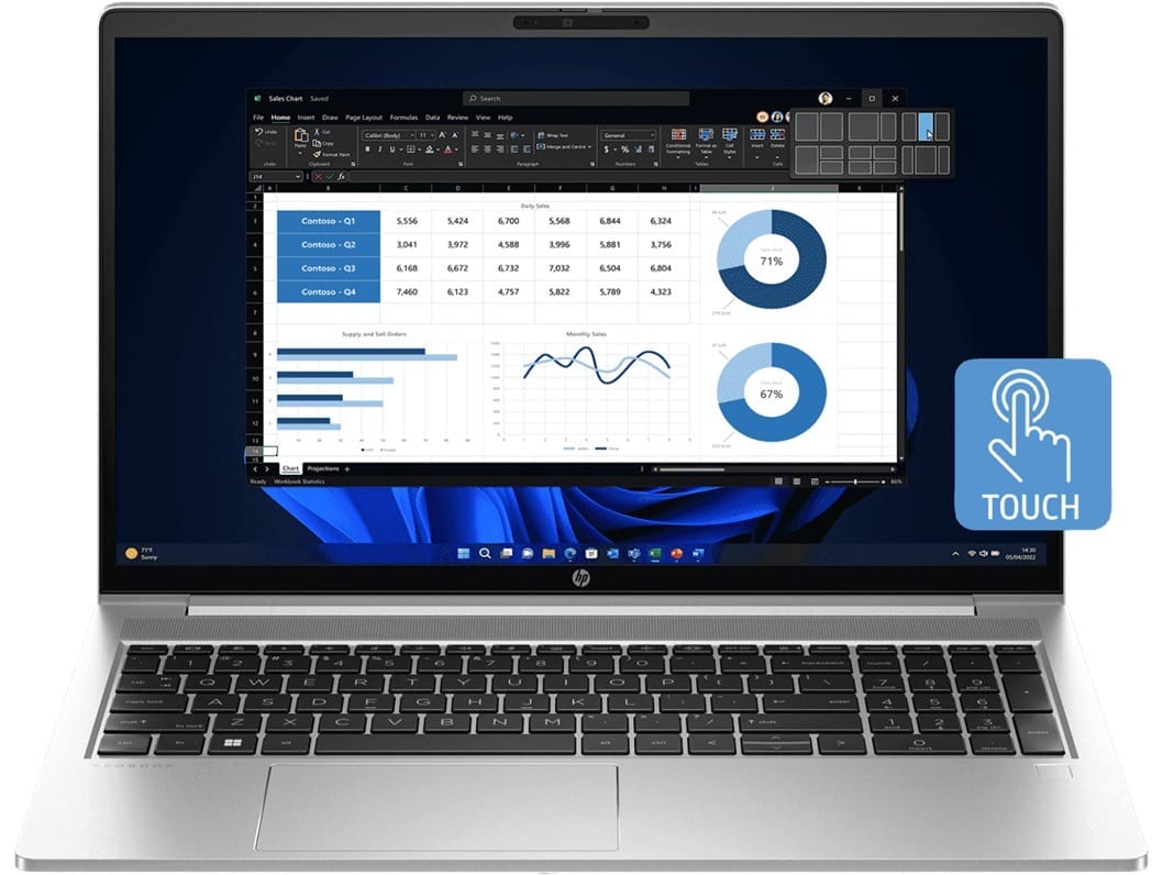 HP Probook 450 G10 15.6" FHD Laptop, Touchscreen Laptop, i5-1334U, 32GB RAM, 1.5TB SSD, Windows 11 Pro