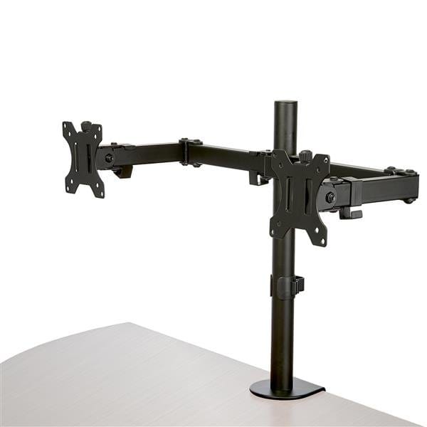 Desk Mount Dual Monitor Arm - Crossbar - Articulating, Steel