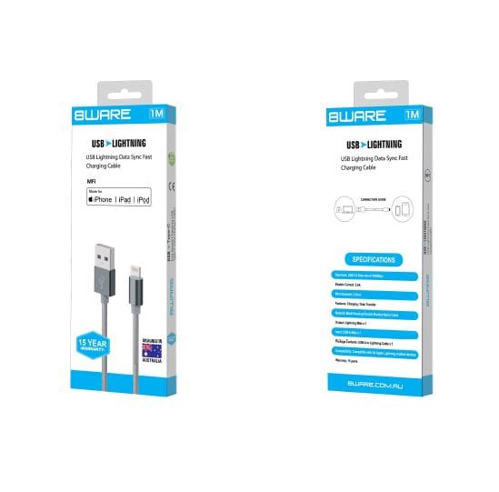 8Ware Premium 1m Apple Certified USB Lightning Data Sync Cable