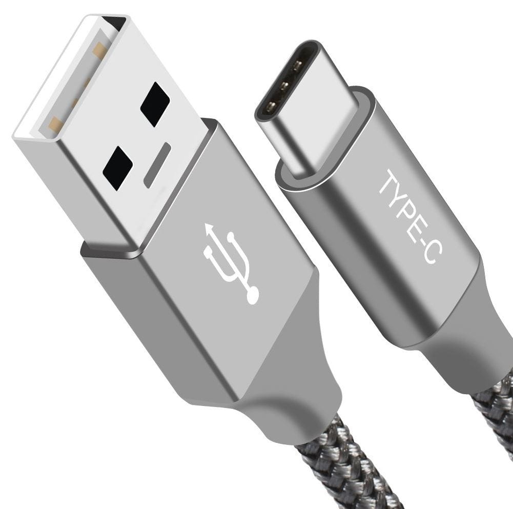 Astrotek 1m USB-C 3.1 Type-C Data Sync Charger Cable Silver Strong Braided Heavy Duty Fast Charging for Samsung Galaxy Note 8 S8 Plus LG Google Macboo
