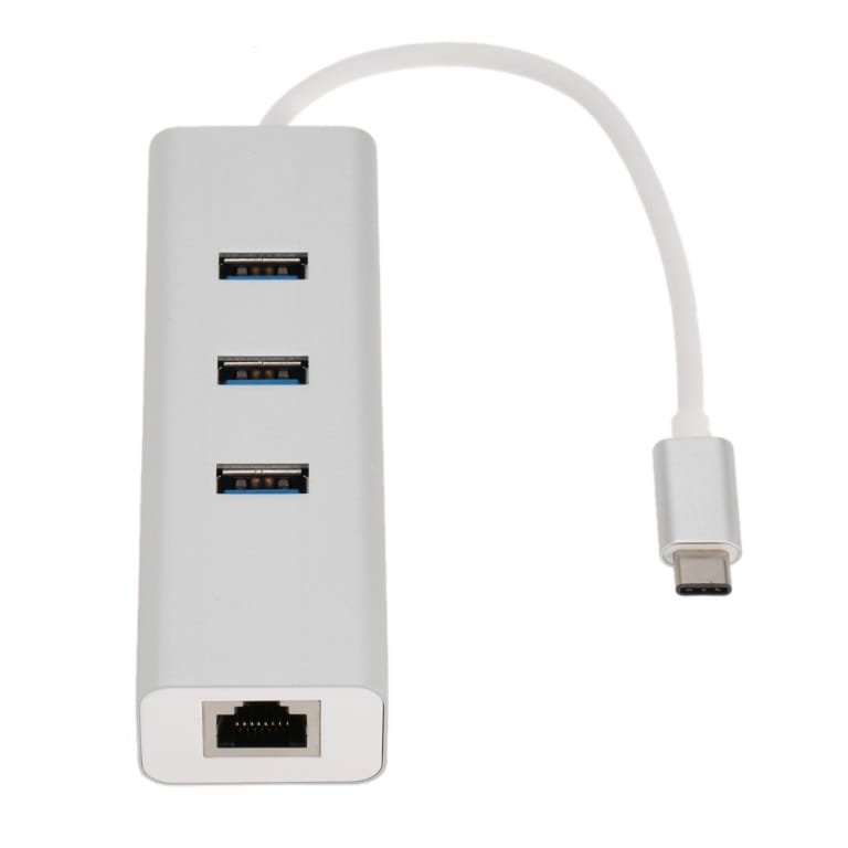 Astrotek USB-C Type-C to LAN + 3 Ports USB3.0 Hub Gigabit RJ45 Ethernet Network Adapter Converter Cable 15cm for Apple New Macbook/ChromeBook Pixel/ O