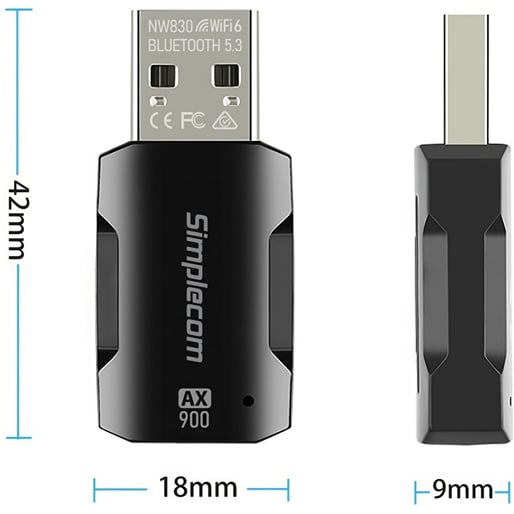 Simple.com Adapter Simplecom Wi-Fi 6 and Bluetooth 5.3 Combo USB Adapter