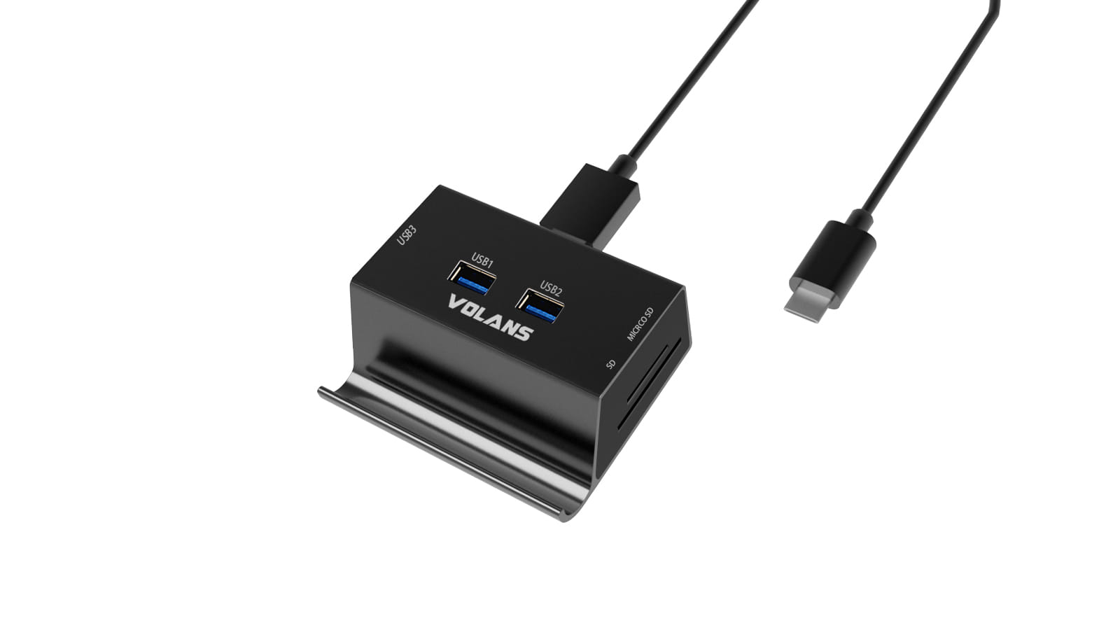Volans Alum Type-C to 3xUSB3.0+ Multi Card Reader