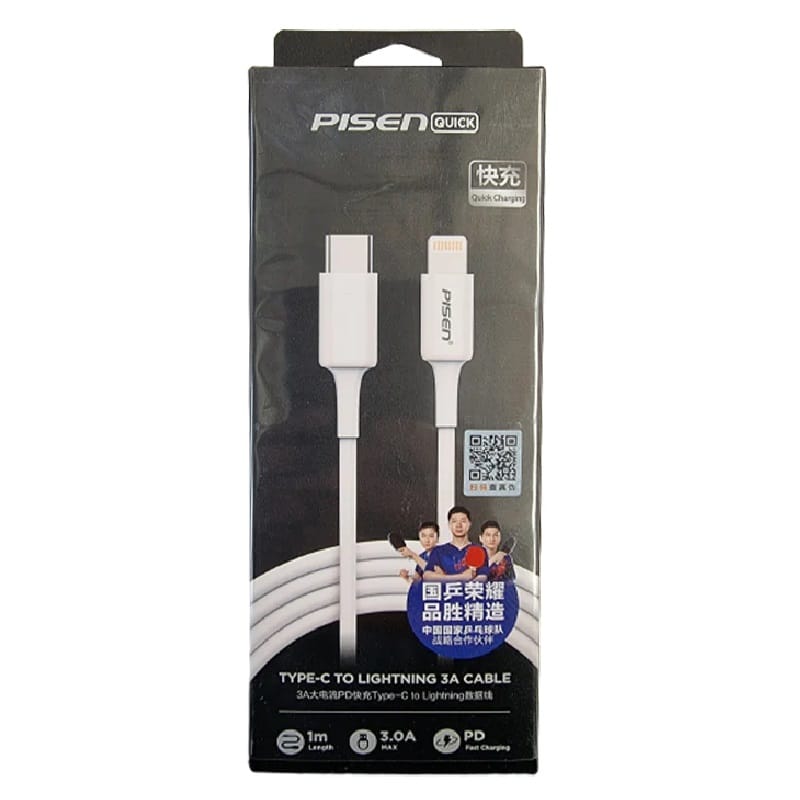 Pisen Lightning to USB-C Power Delivery Charging Cable 1m - Black