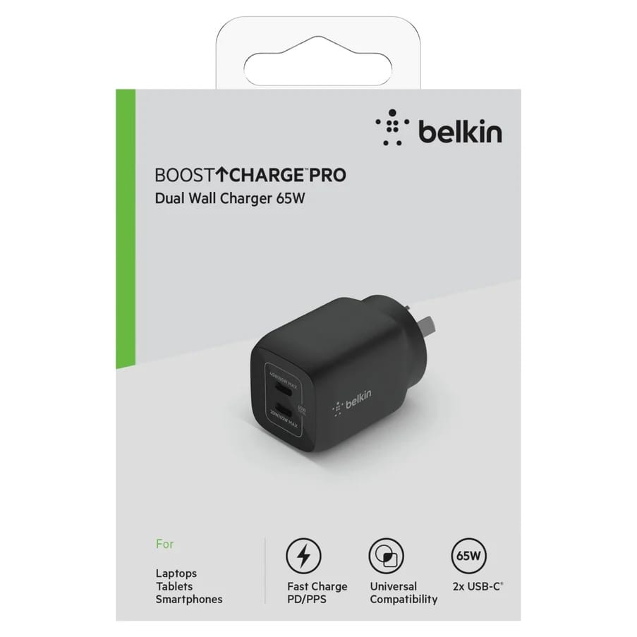 Belkin 65W Dual USB-C Power Deliver GaN Wall Charger