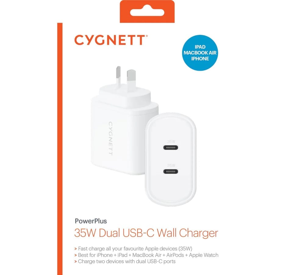 Cygnett PowerPlus 35W USB-C Power Delivery Wall Charger - White