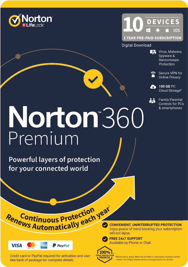 Norton N360 Premium 100GB 1U 10D 1Y ENR DVDSLV