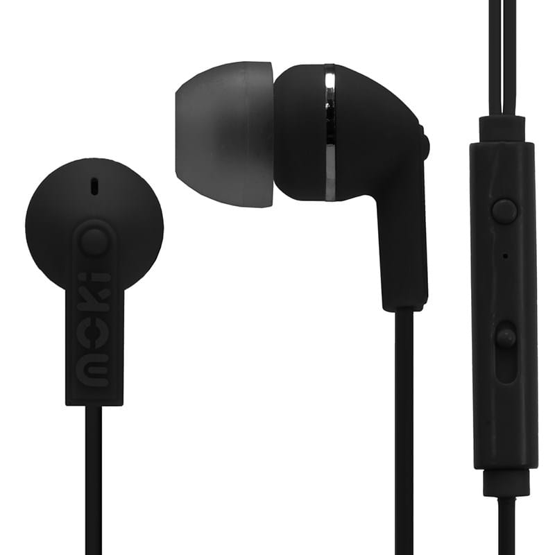 Moki Noise Isolation Earbuds With Mic - Black
