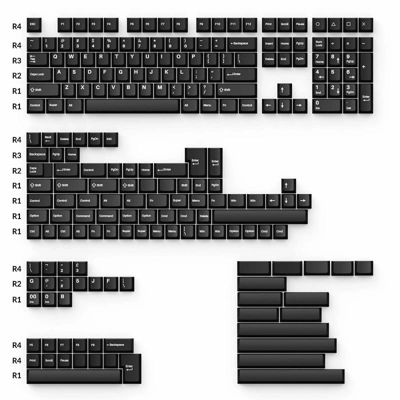 Keychron Cherry Profile Double Shot PBT Full Set Keycaps - White on Black Wob