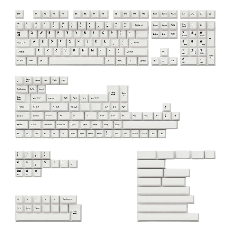 Keychron Cherry Profile Double - Shot PBT Full Set Keycaps - Black on White Bow