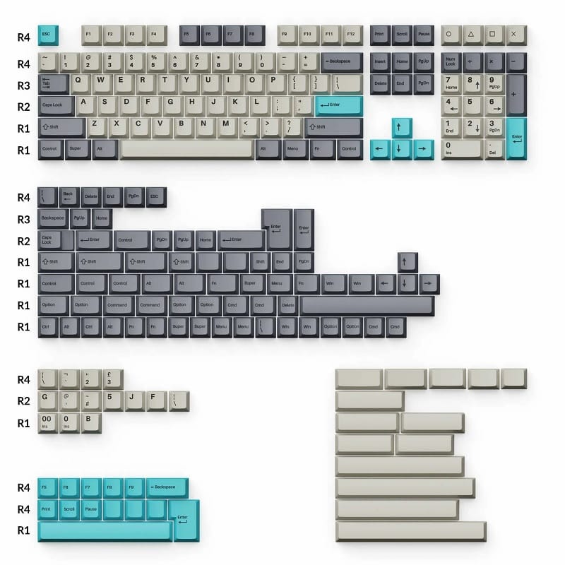 Keychron Cherry Profile Double-Shot PBT Full Set Keycaps - Blue