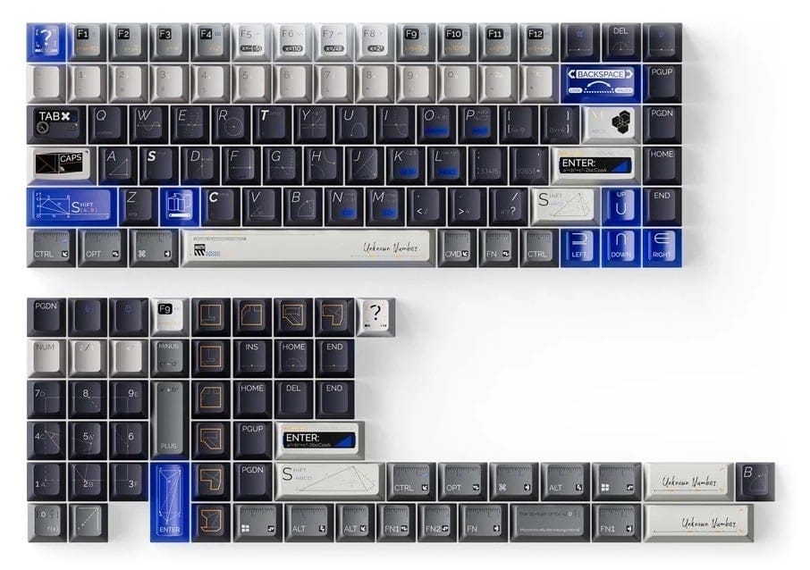 Keychron Unknown Number Navy Cherry Profile Dye-Sub PBT Full Set Keycap - 141 Keys