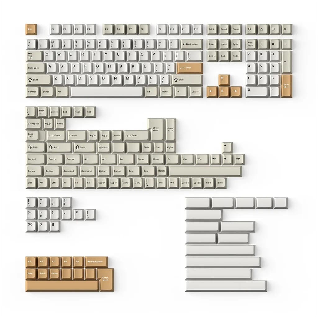 Cherry Profile Double Shot PBT Full Set Keycaps - Camel - 218 Keys