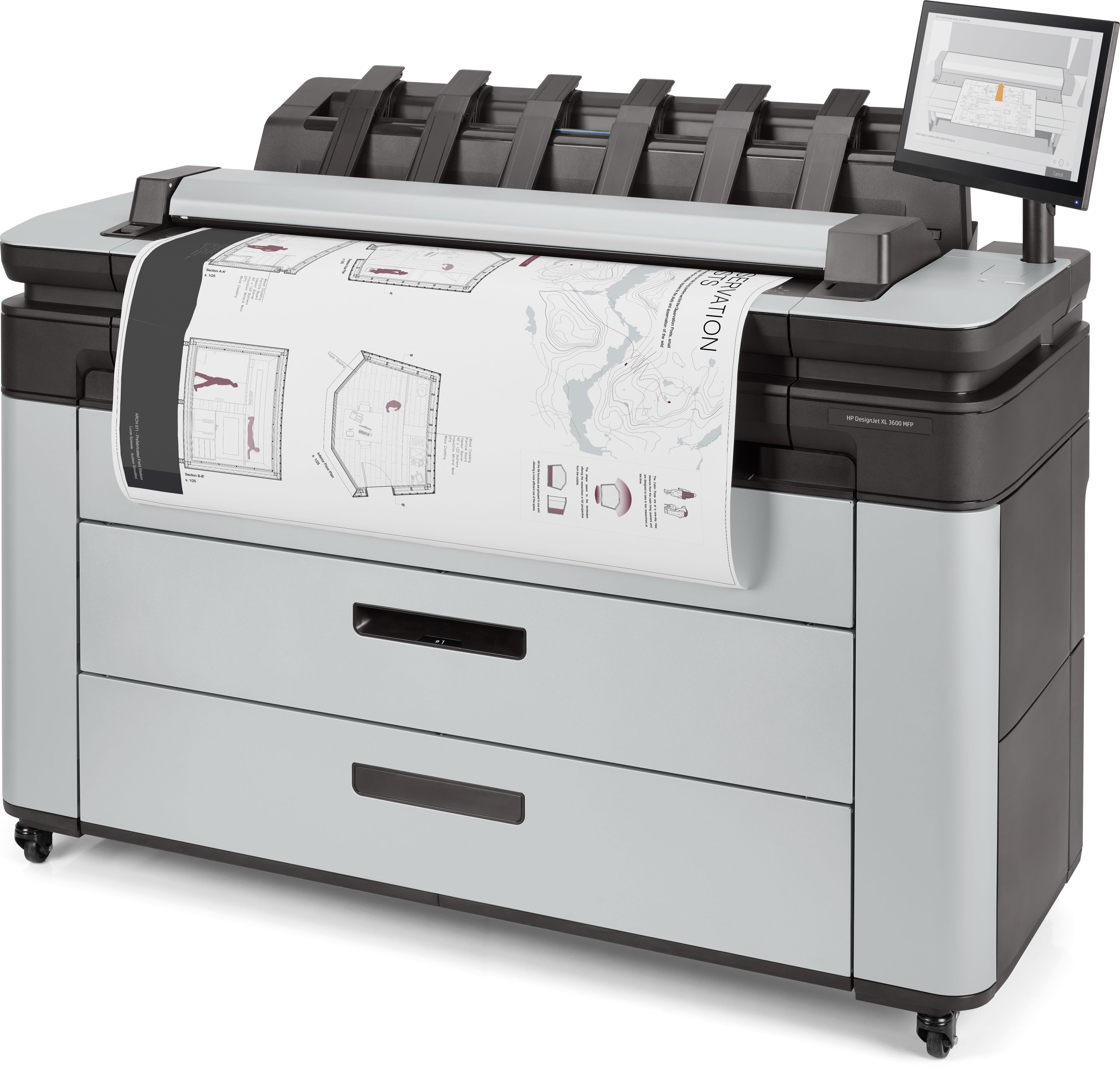 HP DesignJet XL 3600DR 36" MultiFunction Inkjet Printer With PostScript/PDF (Print/Copy/Scan)