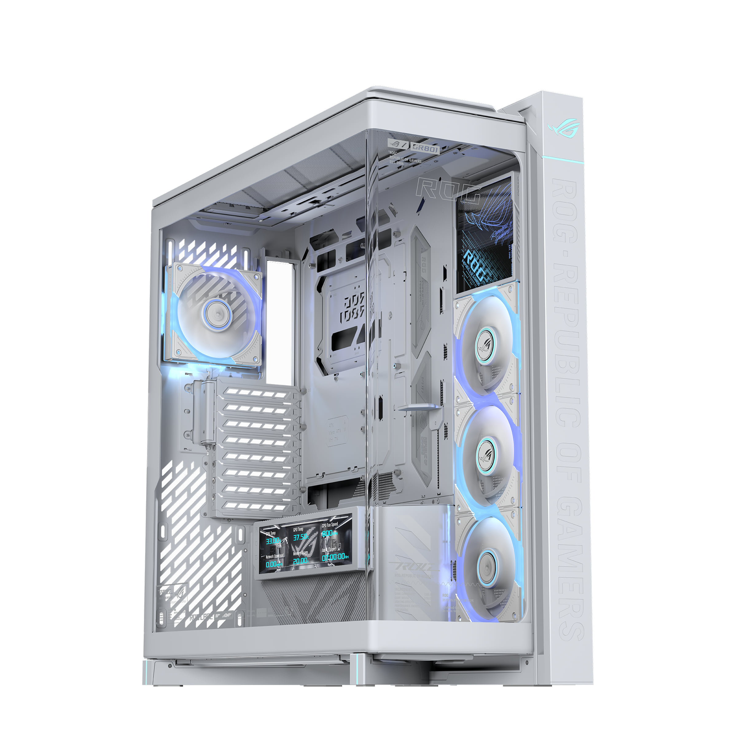 Asus ROG CRONOX GR801 Curve Tempered Glass Screen ATX ARGB Case - White