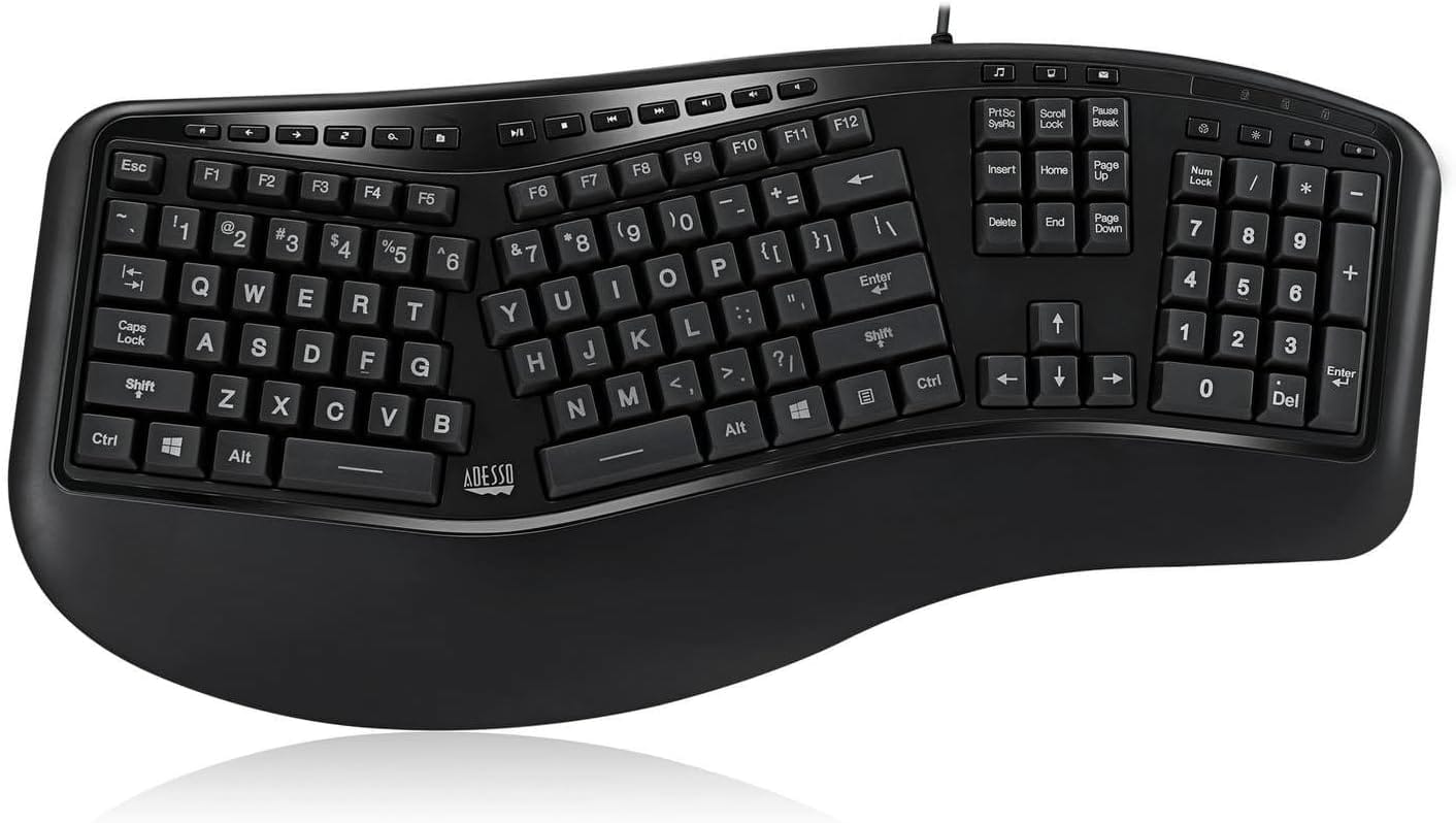 Adesso Color Illuminated Ergonomic Keyboard