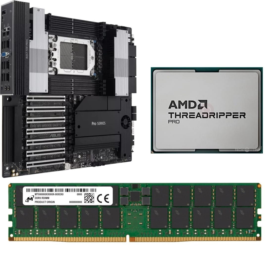 AMD Threadripper Pro 9985Wx 64 Cores CPU With TRx50 Sage 512GB ECC RDIMM RAM Bundle