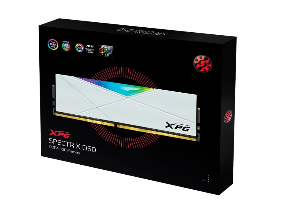 ADATA XPG Spectrix D50 RGB 16GB(2x8) DDR4-3200 Memory - White