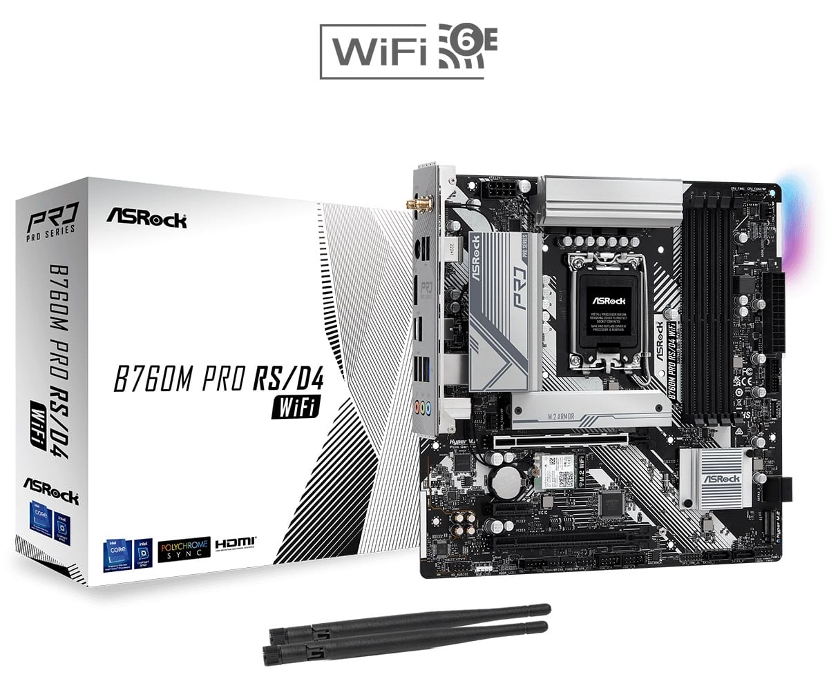AsRock B760M PRO RS/D4 WIFI Micro ATX Motherboard