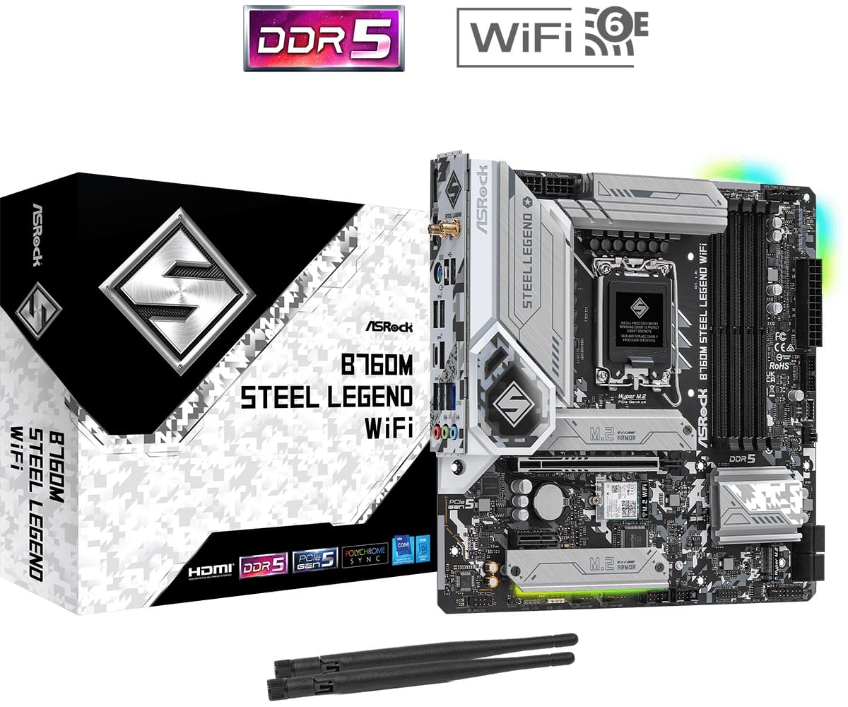 AsRock B760M STEEL LEGEND WIFI Micro ATX Motherboard