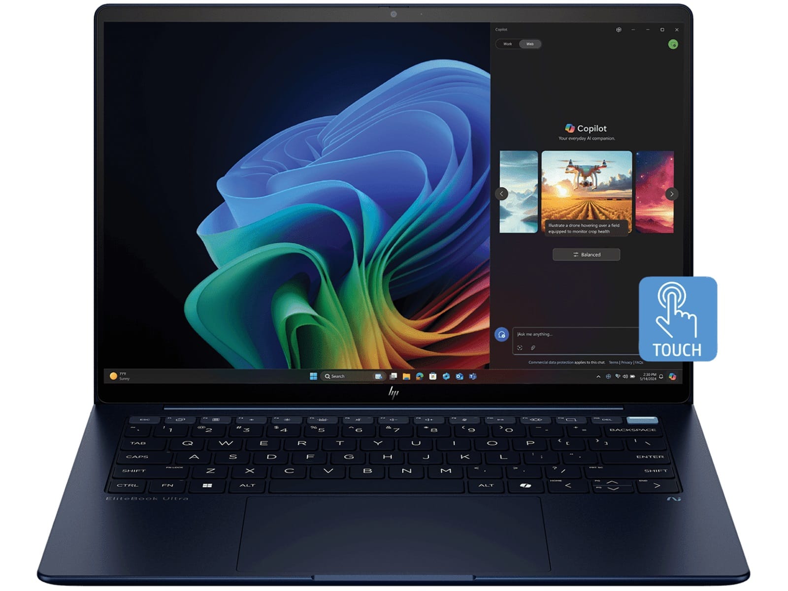 HP EliteBook Ultra G1i 14 AI 14" 2.8K OLED IPS Touchscreen Laptop, Ultra 5-228V, 32GB RAM, 512GB SSD, Windows 11 Pro