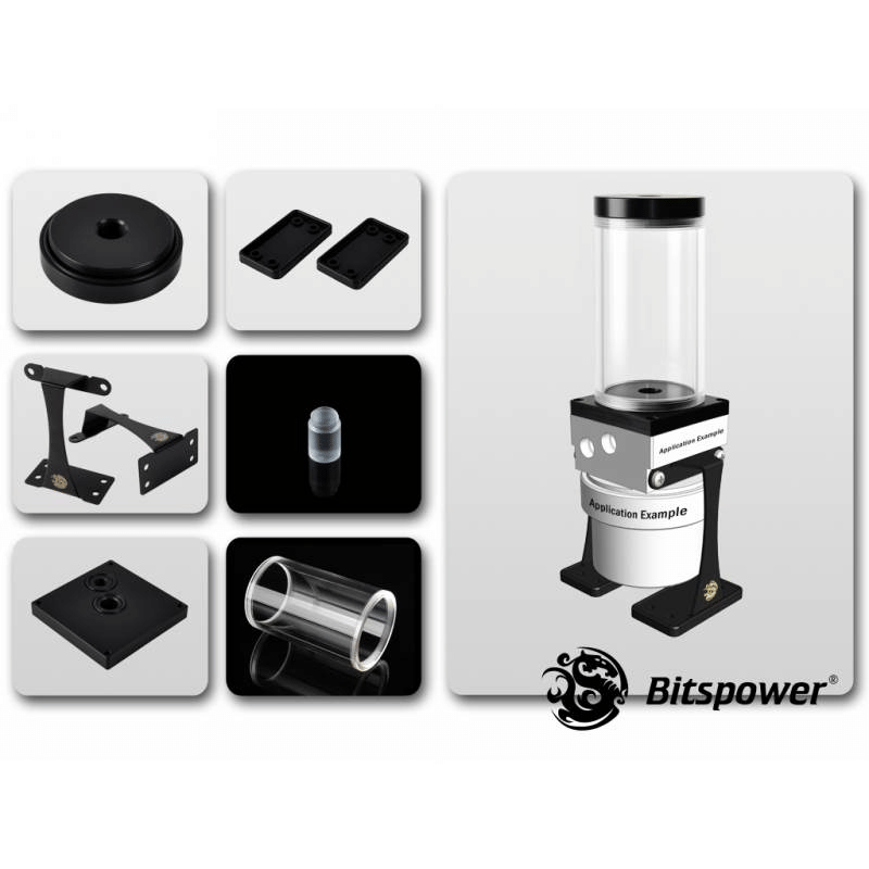 Bitspower Dual/Single D5 100mm Upgrade Kit - Black/Clear