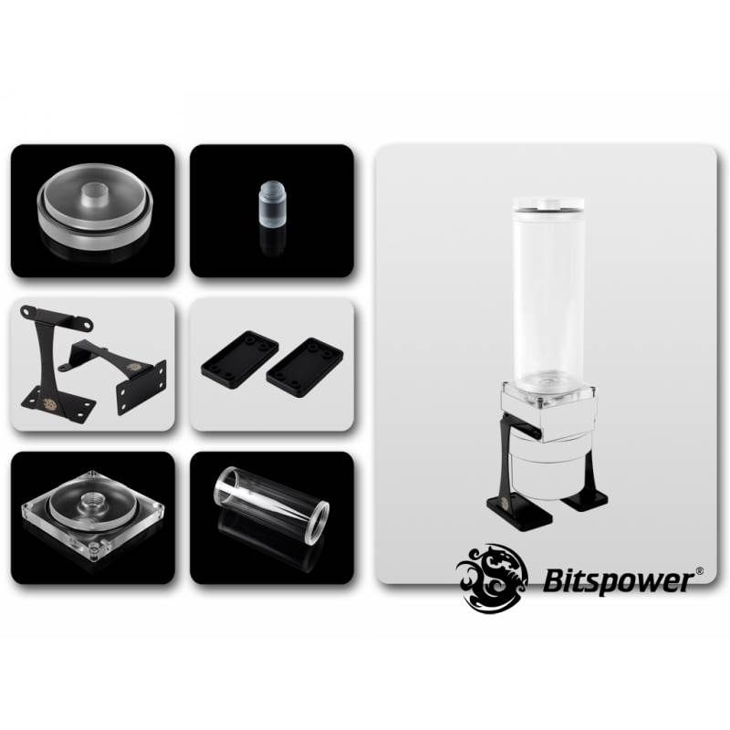 Bitspower Dual/Single D5 150mm Upgrade Kit Black/Clear