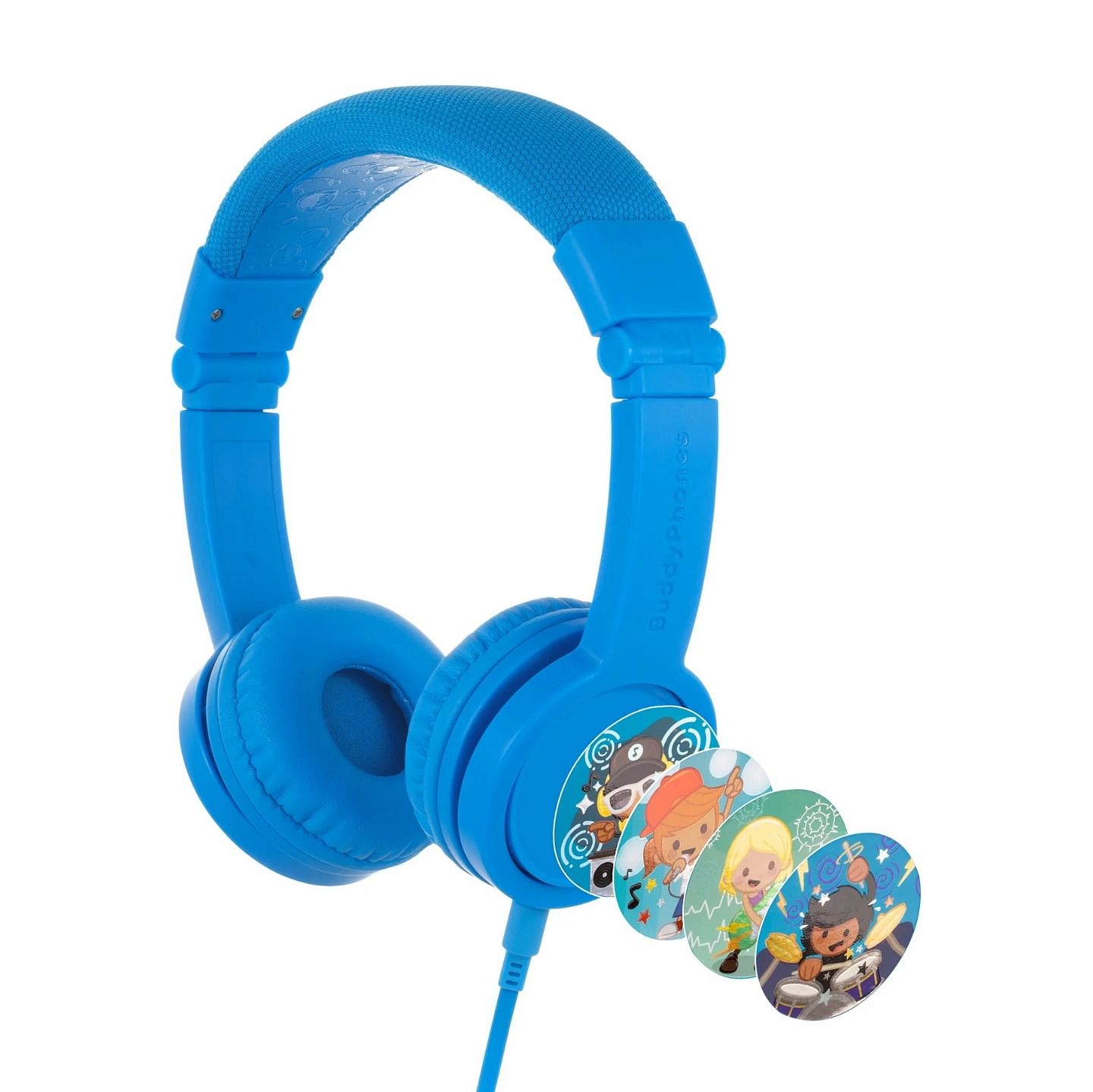 BuddyPhones Explore Foldable Headset With Inline Mic Cool Blue