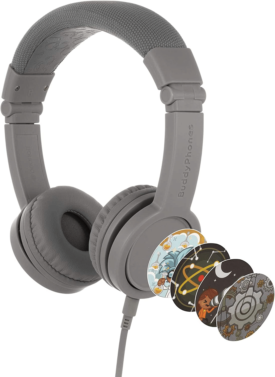 BuddyPhones Explore Plus Volume-Limiting Kids Foldble with Mic - GreyMatter
