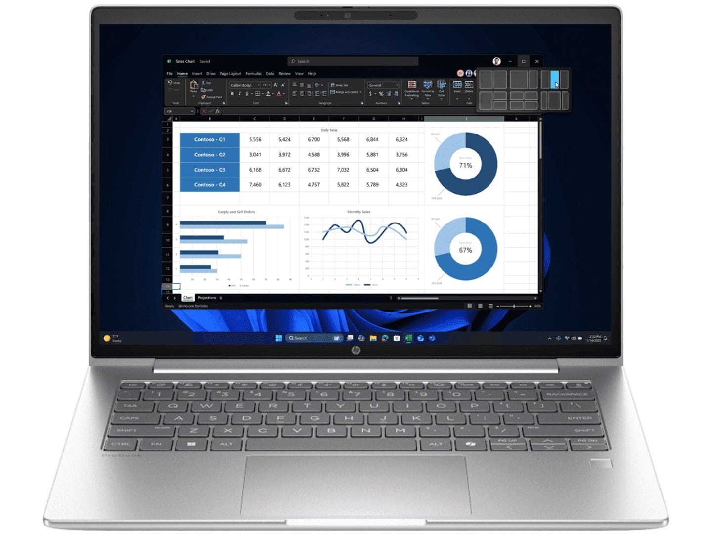 HP ProBook 4 G1i 14" WUXGA Laptop, Ultra 7-255U, 32GB RAM, 1TB SSD, Windows 11 Pro