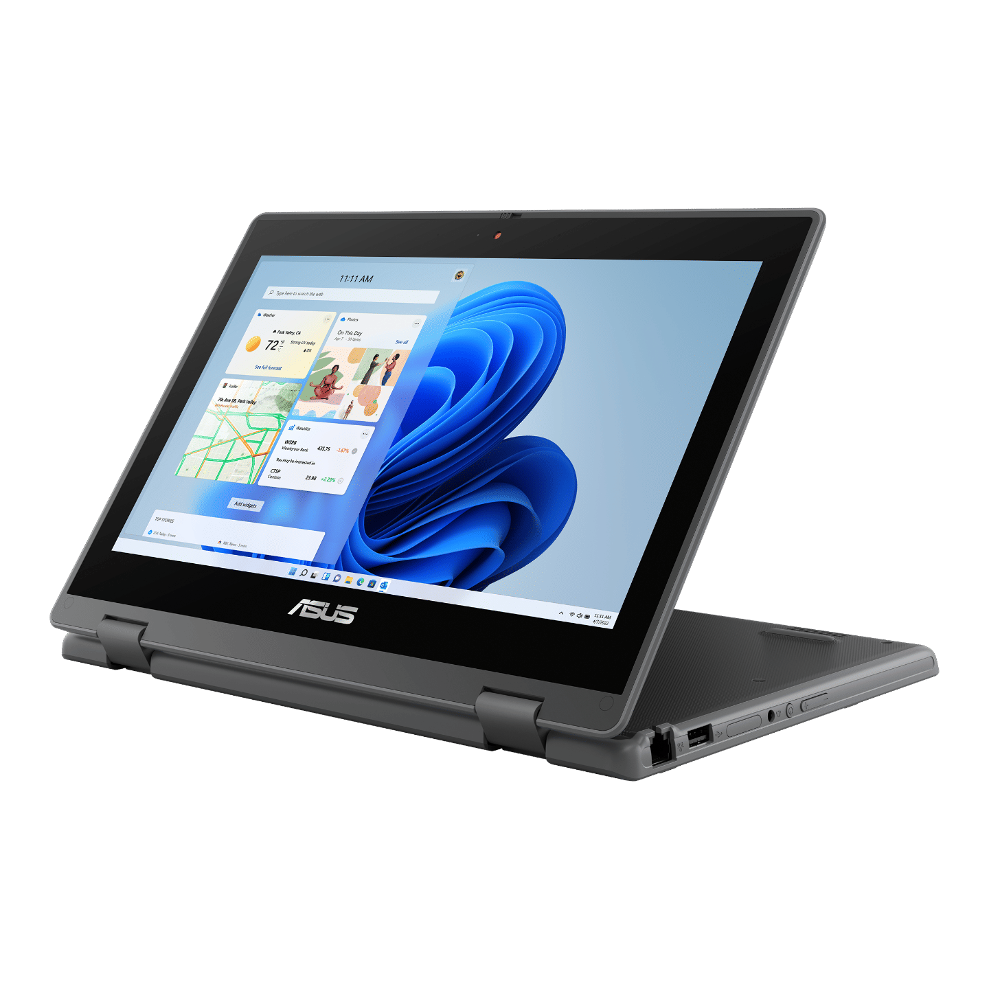 Asus BR1100F Rugged 11.6" Touchscreen HD Flip Laptop, N6000, 8GB RAM, 256GB SSD, Windows 11 Pro Edu