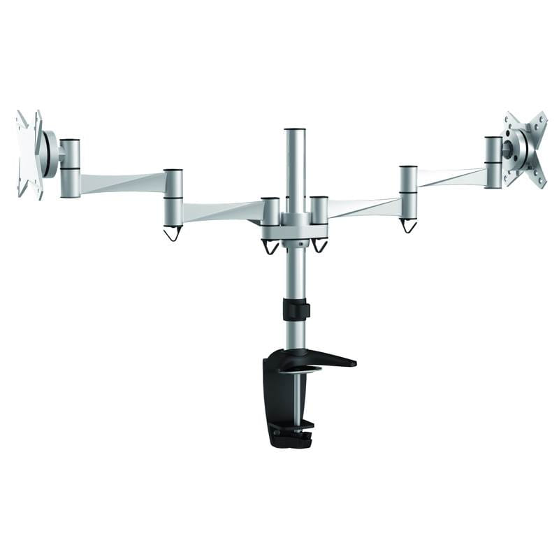 Brateck Elegant Aluminium Dual LCD Monitor Table Stand w/Arm and Desk Clamp for Up to 27" LCD monitors and screens （BT-LDT02-C024）