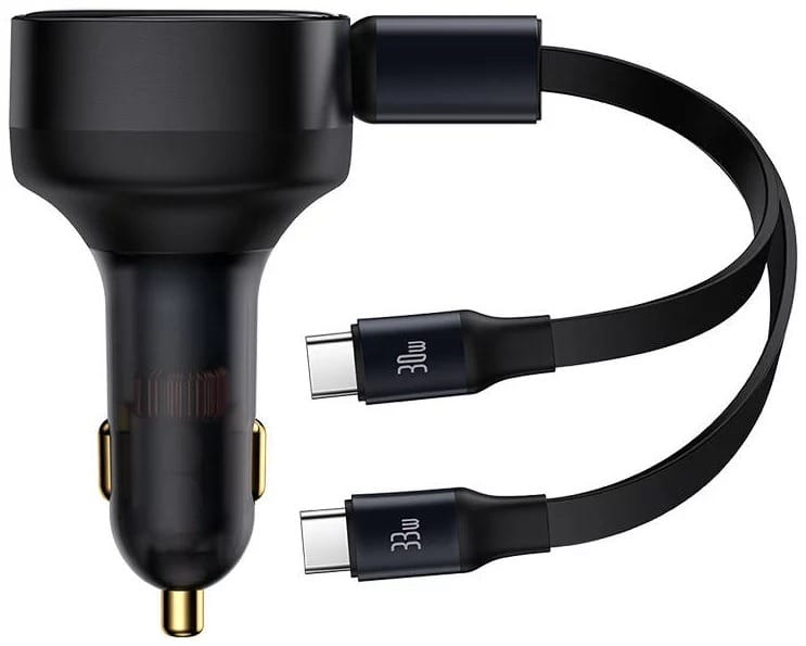 Baseus Retractable 2-in-1 USB-C 33W Car Charger