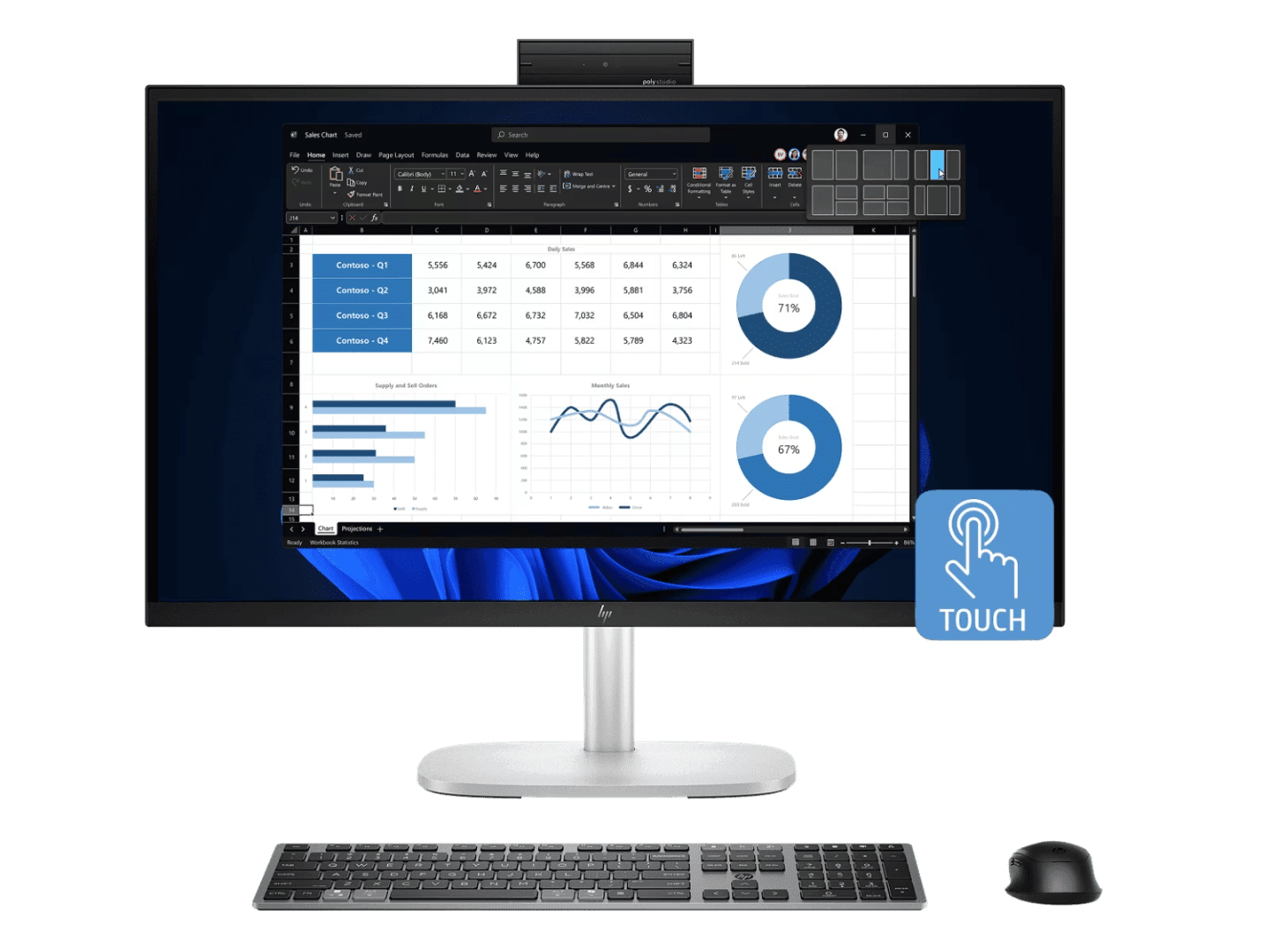 HP EliteStudio 8 G1i 27" Touchscreen All-In-One Desktop PC, Ultra 7-265, 16GB RAM, 512GB SSD, Windows 11 Pro