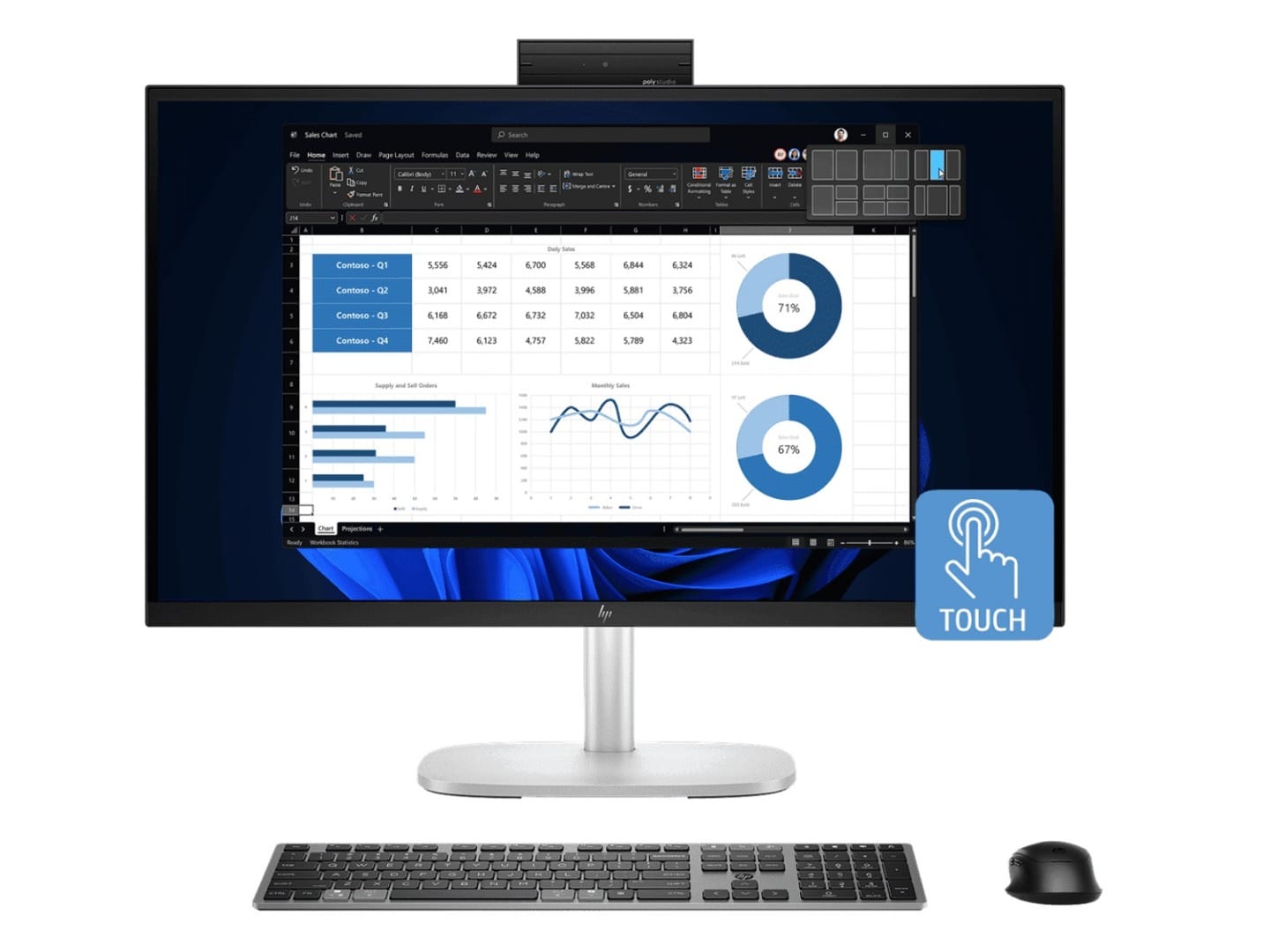 HP EliteStudio 8 G1i 27" Touchscreen All-In-One Desktop PC, Ultra 5-235, 16GB RAM, 512GB SSD, Windows 11 Pro