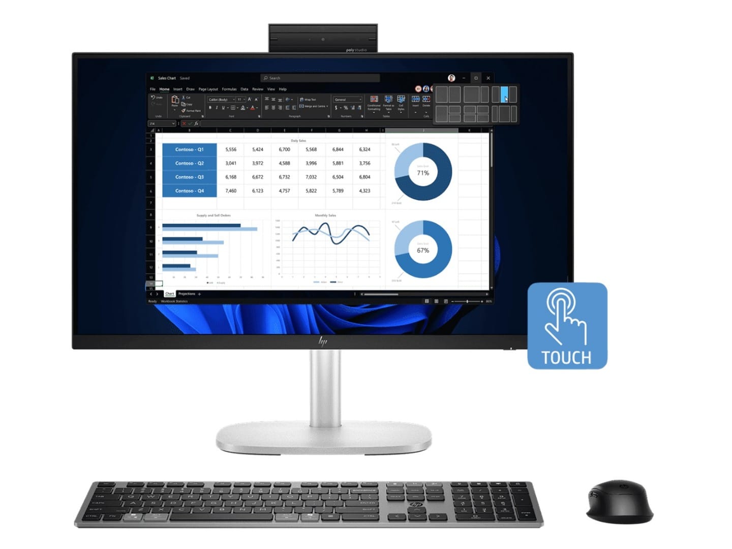 HP EliteStudio 8 G1i 23.8" Touchscreen All-In-One Desktop PC, Ultra 5-235, 16GB RAM, 512GB SSD, Windows 11 Pro