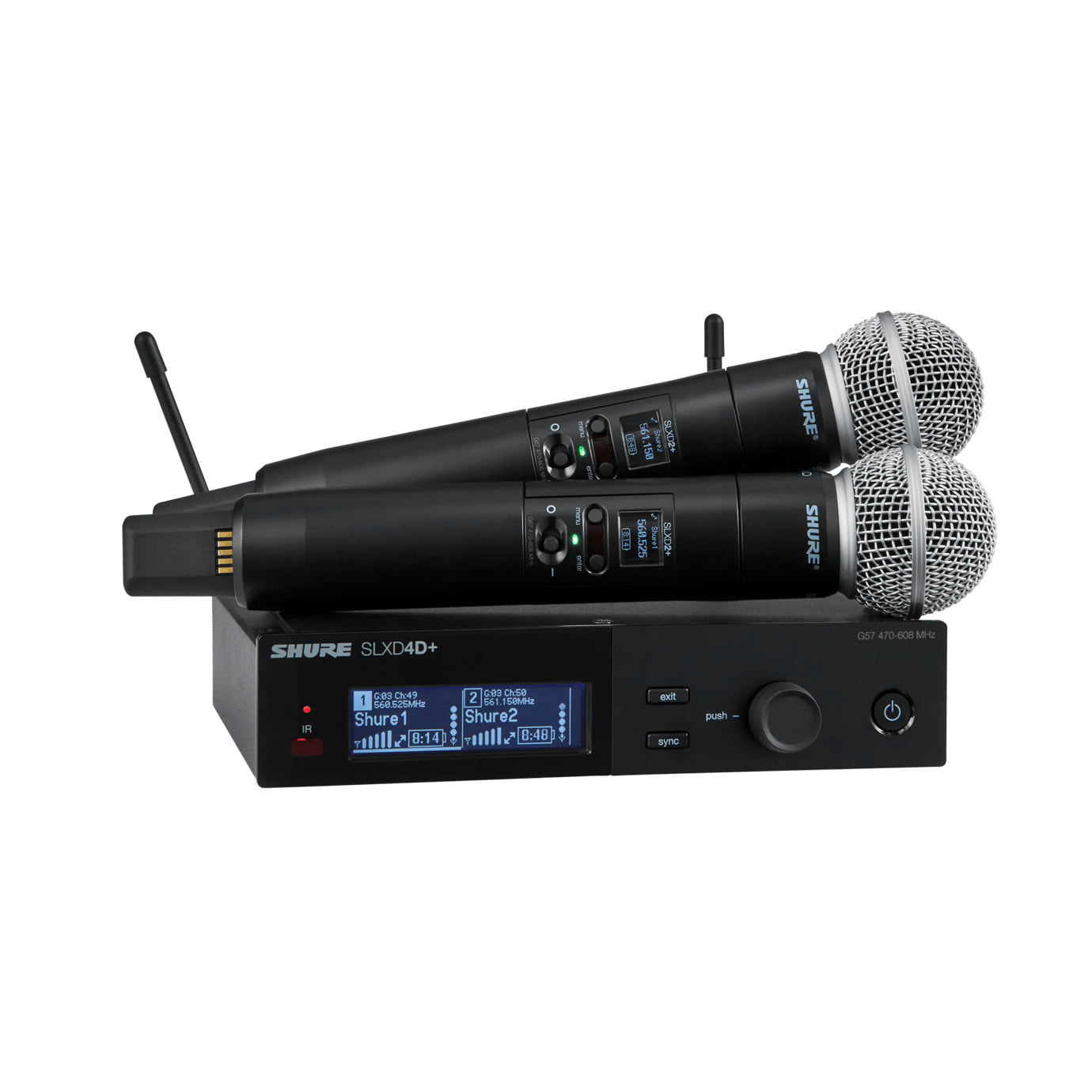 Shure Dual Wireless System With 2 SLXD2+/58 Handheld Transparent