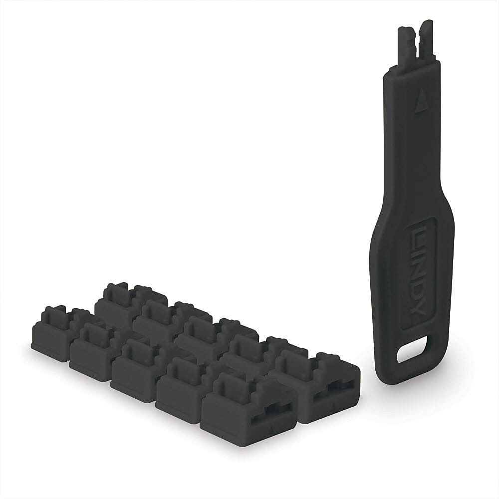 Lindy RJ-45 Port Blocker 10 Pack + Key Black